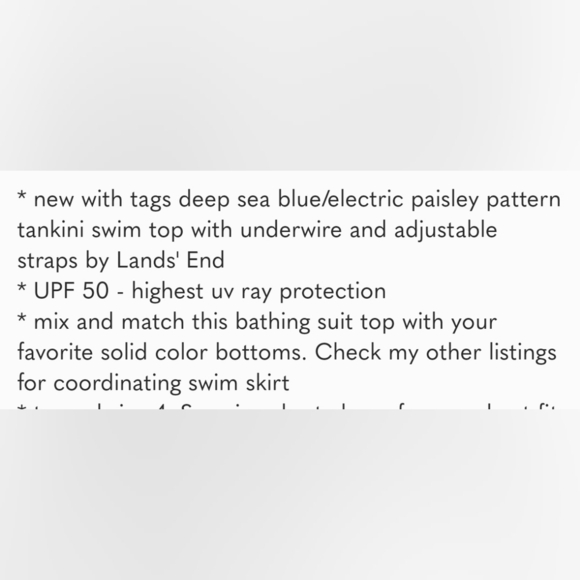 Lands' End Paisley Swim Tankini Women's Swim Top Size 6 - Picture 12 of 12